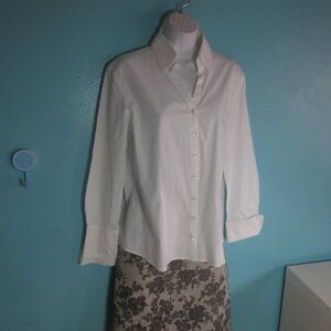 Gerry Weber Womens White Button Front Blouse M / L 40" Bust Sequin Collar